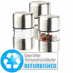 PEARL Mini-Salz-/Pfeffermühle, Edelstahl,Versandrückläufer PEARL Manuelle Mini Salz-und Pfeffer-Mühlen