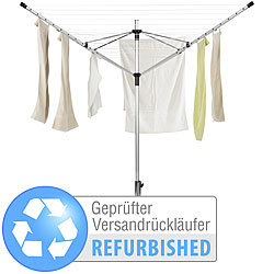 Royal Gardineer 4-Arm-Wäschespinne aus Aluminium, 60 Meter Versandrückläufer Royal Gardineer Drehbare Wäschespinnen