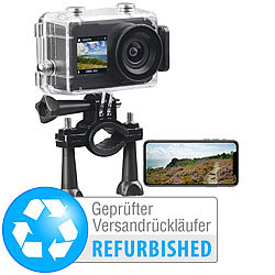 Somikon UHD-Action-Cam mit 2 Displays, Versandrückläufer Somikon Wasserdichte UHD-Action-Cams mit Webcam-Funktion 