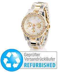 Crell Elegante Quarz-Armbanduhr, transparent-gold (Versandrückläufer) Crell Damenuhren