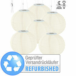 Lunartec 6er-Set Solar-LED-Lampions, Dämmerungs-Sensor, IP44, Versandrückläufer Lunartec Solar-Lampions, warmweiß