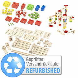 Playtastic Großer Kugelbahn-Bausatz aus Holz, 100-teilig, Versandrückläufer Playtastic Holz Kugelbahn-Bäusatze
