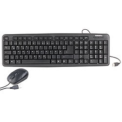 PEARL Office-Set: optische USB-Maus & Tastatur mit Ziffernblock, schwarz PEARL