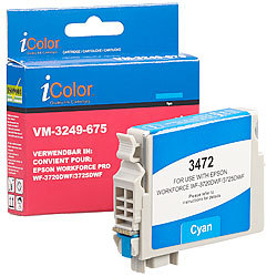 iColor Tintenpatrone für Epson-Drucker (ersetzt T3472 / 34XL), cyan, 14 ml iColor Kompatible Druckerpatronen für Epson Tintenstrahldrucker