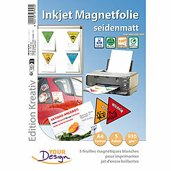 Your Design 5 Inkjet-Magnetfolien A4 matt/weiß Your Design Magnet Druck-Folien