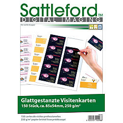 Sattleford 150 Business-Visitenkarten mit glatten Kanten, Laser & Injekt, 250g/m² Sattleford