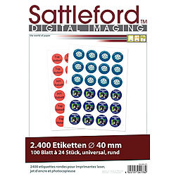 Sattleford 2400 Etiketten rund 40 mm für Laser/Inkjet Sattleford Drucker-Etiketten