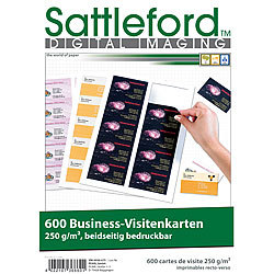 Sattleford 600 Business-Visitenkarten 86 x 54 mm, beidseitig bedruckbar, 250 g/m² Sattleford Vorgestanzte Visitenkarten