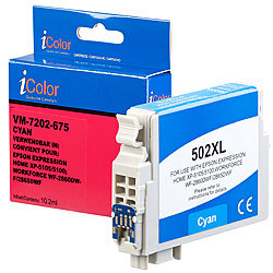 iColor Tintenpatrone für Epson-Drucker (ersetzt C13T02W24010), cyan (blau) iColor Kompatible Druckerpatronen für Epson Tintenstrahldrucker