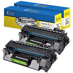 iColor 2er-Set kompatible Toner für HP CE505A / No.05A, schwarz iColor Kompatible Toner-Cartridges für HP-Laserdrucker