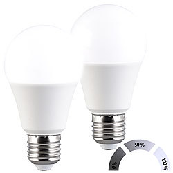 Luminea 2er-Set LED-Lampen mit 3 Helligkeits-Stufen, 14 W, 1.521 lm, 6500 K, F Luminea LED-Lampen E27 mit 3 Helligkeitsstufen tageslichtweiß