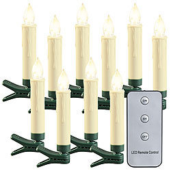 Lunartec LED-Outdoor-Weihnachtsbaum-Kerzen mit Timer, warmweiß, 10er-Set, IP44 Lunartec