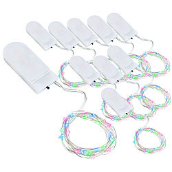 Lunartec 10er-Set LED-Lichterdraht mit je 24 Mikro-LEDs, je 1,2 m, IPX4, RGB Lunartec LED-Lichterdrähte