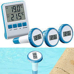 infactory 3 digitale Teich- und Poolthermometer mit LCD-Funk-Empfänger, IPX8 infactory