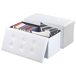 infactory 2er-Set faltbare 2in1-Sitzbänke und -truhen, 80 l, bis 300 kg, weiß infactory Aufbewahrungsboxen mit Sitzfunktion