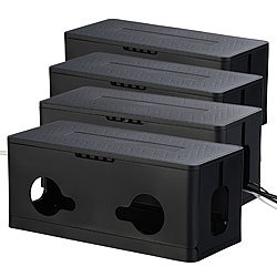 Callstel 4er-Set Kabel- & Steckdosen-Box mit Kabelschlitzen, Belüftung, schwarz Callstel Kabelboxen