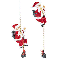 infactory 2er-Set Kletternder Weihnachtsmann "Santa Crawl" infactory Singende und kletternde Weihnachtsmänner zum Aufhängen