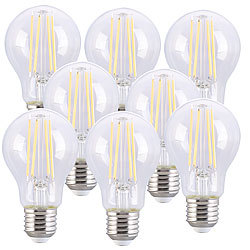 Luminea 8er-Set LED-Filament-Lampen E27 7,2 W (ersetzt 60 W) 806 lm warmweiß Luminea