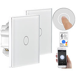 Luminea Home Control 2er-Set Touch-WLAN-Lichtschalter, für Siri, Alexa & Google Assistant Luminea Home Control WLAN-Lichttaster