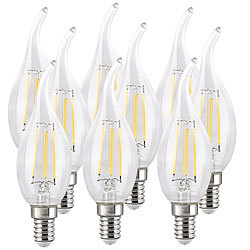 Luminea 9er-Set LED-Filament-Kerze, E14, E, 4 W, 470 Lumen Luminea LED-Filament-Kerzen E14 (warmweiß)