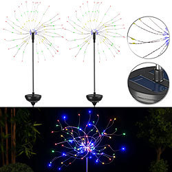 Lunartec 2er-Set Garten-Solar-Lichtdekos mit Feuerwerk-Effekt, 120 LEDs, IP44 Lunartec