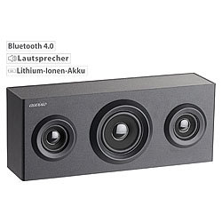 auvisio 2.1-Regal-Holzlautsprecher mit Bluetooth, Subwoofer & Akku, 12 Watt auvisio Bluetooth-Stereo-Regal-Lautsprecher mit Subwoofer
