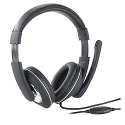 auvisio Gaming-Headset GHS-100 für PC, mit Klapp-Mikrofon, 2x 3,5-mm-Klinke auvisio