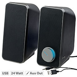 auvisio Stereo-Lautsprecher mit USB-Stromversorgung, 24 Watt, 3,5-mm-Klinke auvisio PC-Lautsprecher, Stereo, USB
