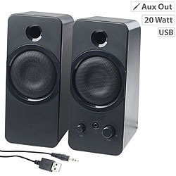 auvisio Aktive Stereo-Lautsprecher MSX-150 mit USB-Stromversorgung, 20 Watt auvisio PC-Lautsprecher, Stereo, USB