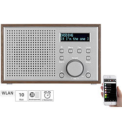 auvisio WLAN-Internetradio mit Holzdesign-Gehäuse, 2 Weckzeiten & App, 10 Watt auvisio WLAN-Internetradios