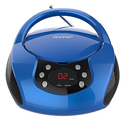 auvisio Tragbarer Stereo-CD-Player mit Radio, Audio-Eingang & LED-Display auvisio