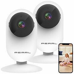 PEARL 2er Pack Full-HD-IP-Kamera, Bewegungserkennung, Nachtsicht PEARL WLAN-IP-Überwachungskameras mit Nachtsicht