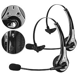 Callstel 2er Pack Profi-Mono-Headset mit Bluetooth, Geräuschunterdrückung Callstel