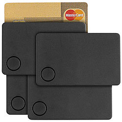 Callstel 4er-Set 4in1-Schlüsselfinder im Kreditkarten-Format, GPS-Ortung, App Callstel Schlüsselfinder mit Bluetooth und Fernauslöser