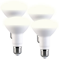 Luminea 4er-Set LED-Reflektor R80, E27 11W (ersetzt 100W) 950lm warmeiß 2700K Luminea LED-Reflektoren E27 R80 (warmweiß)