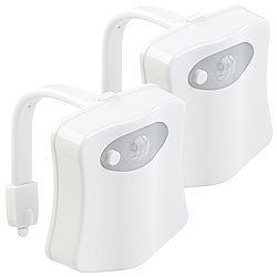 Lunartec 2er Pack LED-Toilettenlicht mit Licht- und Bewegungssensor Lunartec