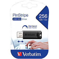Verbatim PinStripe USB-3.0-Stick mit 256 GB, schwarz Verbatim USB-3.0-Speichersticks