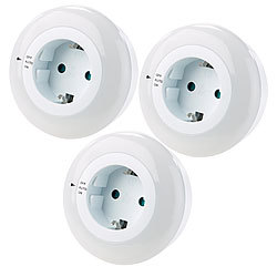 revolt LED-Nachtlicht mit Dämmerungssensor und Steckdose weiß, 3er-Set revolt LED-Nachtlichter mit Dämmerungssensoren und Steckdosen