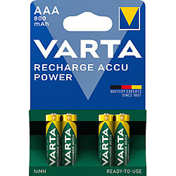 Varta 4er-Set NiMH-Akkus Typ AAA / Micro, 800 mAh Varta NiMH-Akkus Micro (AAA)