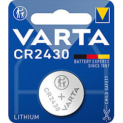 Varta Lithium-Knopfzelle Typ CR2430, 3 Volt, 300 mAh Varta Lithium-Knopfzelle Typ 2430
