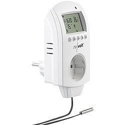 revolt Digitales Steckdosen-Thermostat für Heiz- & Klimageräte, Sensorkabel revolt