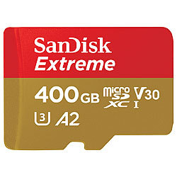 SanDisk Extreme microSDXC-Speicherkarte 400 GB, Class 3 (U3)/V30; A2, 160 MB/s SanDisk microSD-Speicherkarte UHS U3