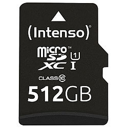 Intenso microSDXC-Speicherkarte UHS-I Premium 512 GB, bis 90 MB/s, Class 10/U1 Intenso