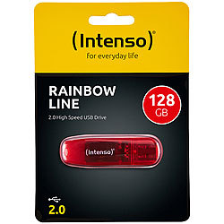 Intenso 128 GB USB-2.0-Speicherstick Rainbow Line, transparent-rot Intenso USB-Speichersticks