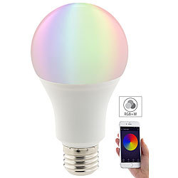 Luminea Home Control WLAN-LED-Lampe, komp. mit Amazon Alexa & Google Assistant, E27, RGBW Luminea Home Control WLAN-LED-Lampen E27 RGBW