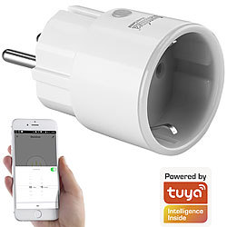 Luminea Home Control Mini-WLAN-Steckdose mit App und Bluetooth, für Alexa & GA, 16 A Luminea Home Control WLAN-Steckdosen mit Stromkosten-Messfunktion