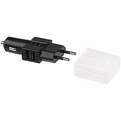 revolt 2in1-USB-Ladeger&auml;t f&uuml;r 230- & 12/24-Volt-Kfz-Anschluss, 2x USB, 2,1 A revolt USB-Ladeger&auml;te f&uuml;r 230- und 12/24-Volt-Anschluss