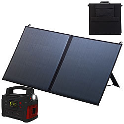 revolt Powerstation & Solar-Generator mit mobilem 80-Watt-Solarpanel, 420 Wh revolt 2in1-Solar-Generatoren & Powerbanks, mit externer Solarzelle