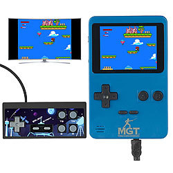 MGT Mobile Games Technology 2in1-Retro-Spielekonsole, 7-cm-Farbdisplay (2,8"), 300 Spiele, 16 Bit MGT Mobile Games Technology