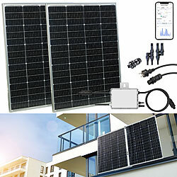 revolt 300W (2x150W) MPPT-Balkon-Solaranlage + 300W On-Grid-Wechselrichter revolt Solaranlagen-Set: Mikro-Inverter mit MPPT-Regler und Solarpanel